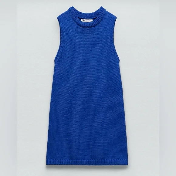 NWT Zara Blue Sleeveless Mini Dress - Picture 3 of 4